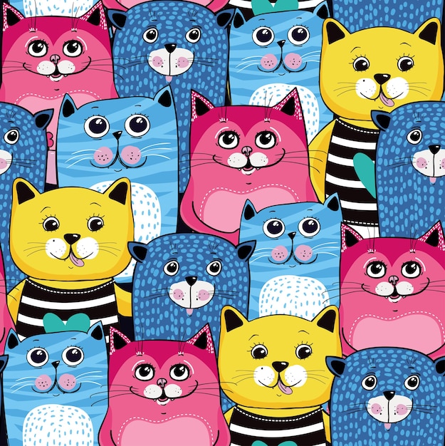 Vibrant and Whimsical Cat Face Collection | Jiffy Designs