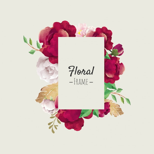 Vibrant Floral Frame with Lush Blooms and Greenery | Jiffy Designs