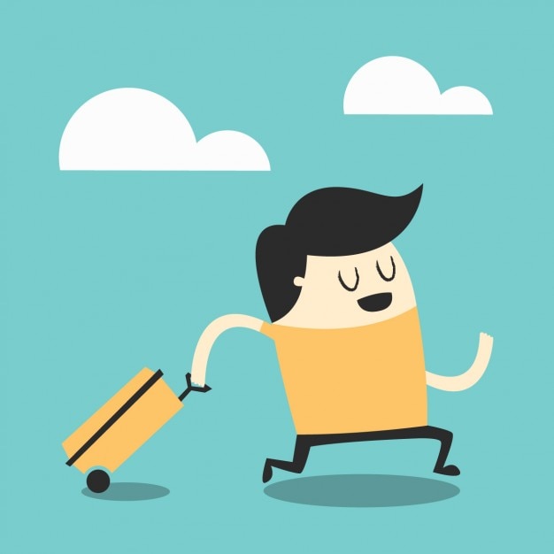 Cheerful Character Pulling a Rolling Pencil on Blue Background | Jiffy ...