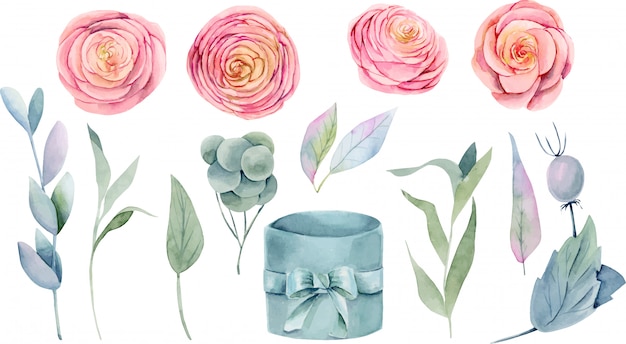 Delicate Floral Bouquet: Watercolor Roses and Greenery | Jiffy Designs