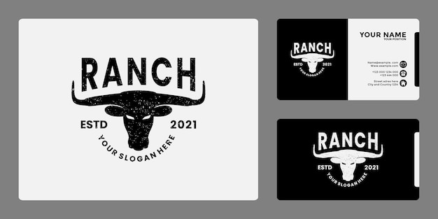 Rustic Ranch Logo with Vintage Cattle Insignia and Slogan | Jiffy Designs