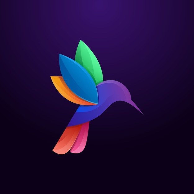Vibrant Hummingbird Silhouette in Striking Gradient Colors | Jiffy Designs