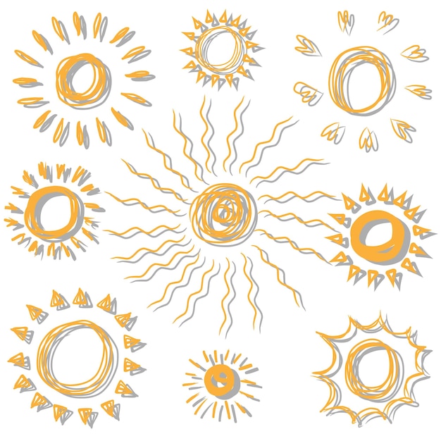 Vibrant Collection of Hand-Drawn Sun Illustrations | Jiffy Designs