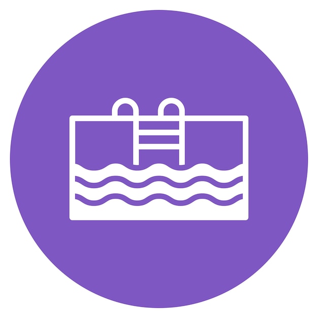 Minimalist Swimming Pool Icon with Waves and Ladder | Jiffy Designs