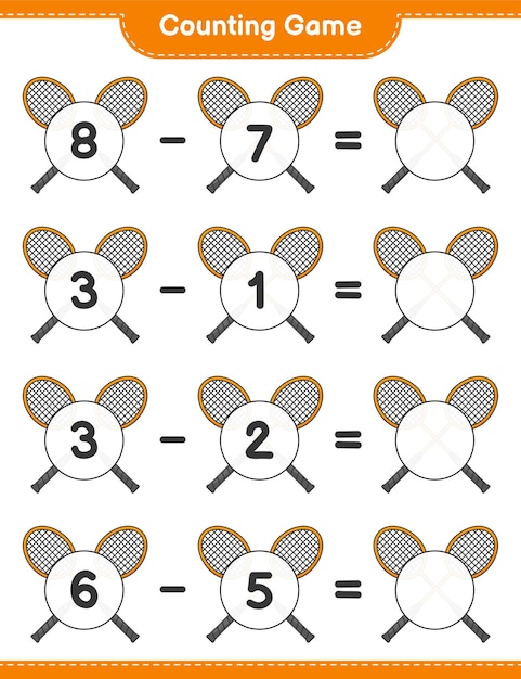 Racket Math: Counting Subtraction Fun | Jiffy Designs