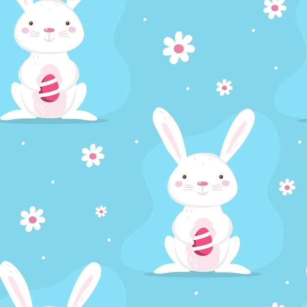 Adorable White Bunny Easter Collection with Colorful Eggs | Jiffy Designs