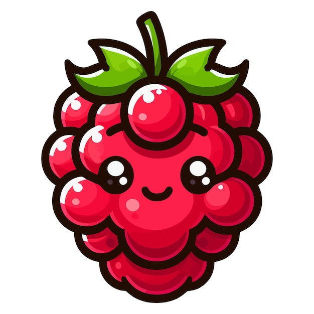 Adorable Kawaii Raspberry Mascot with Cute Facial Expression | Jiffy ...
