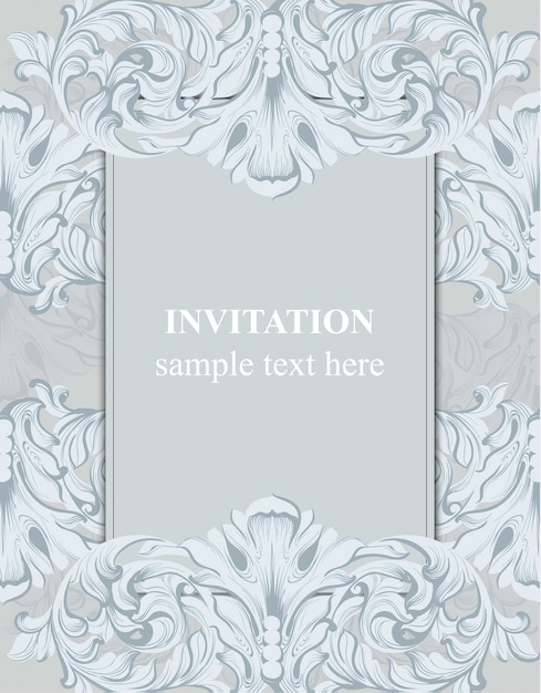 Elegant Gray Floral Frame with 'Invitation' Text Overlay | Jiffy Designs