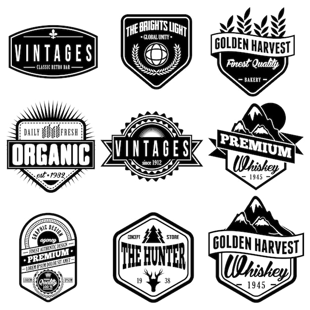 Vintage Emblem Collection Featuring Diverse Graphic Designs | Jiffy Designs