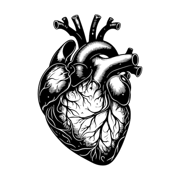 Anatomical Heart in Striking Monochrome Illustration | Jiffy Designs