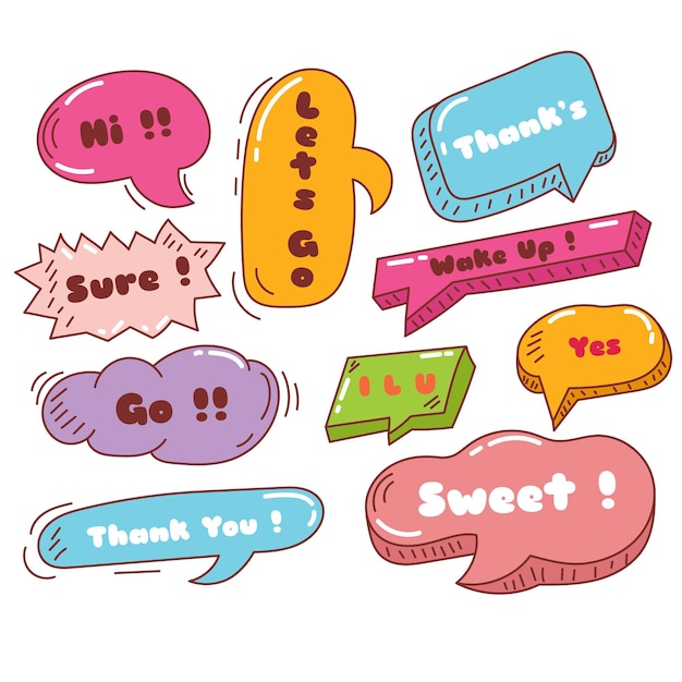 Vibrant Cartoon Speech Bubbles with Playful Text Messages | Jiffy Designs