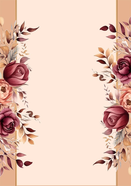 Elegant Floral Frame with Vibrant Roses and Leaves | Jiffy Designs