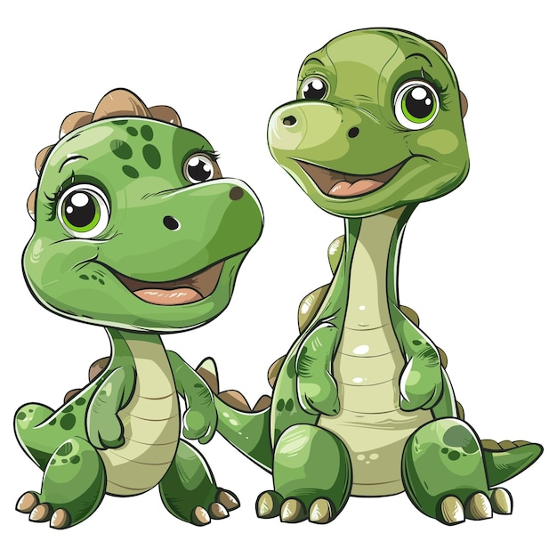 Adorable Green Dinosaur Duo in Cartoon Style | Jiffy Designs