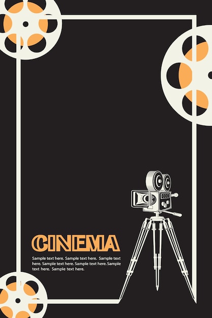 Retro Film Camera and Geometric Shapes in Vintage Cinema Poster | Jiffy ...