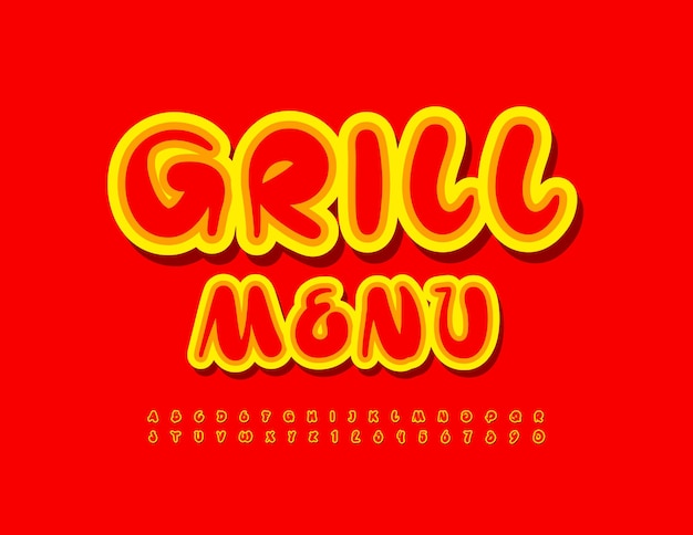 Vibrant Grill Menu Typography on Fiery Red Background | Jiffy Designs