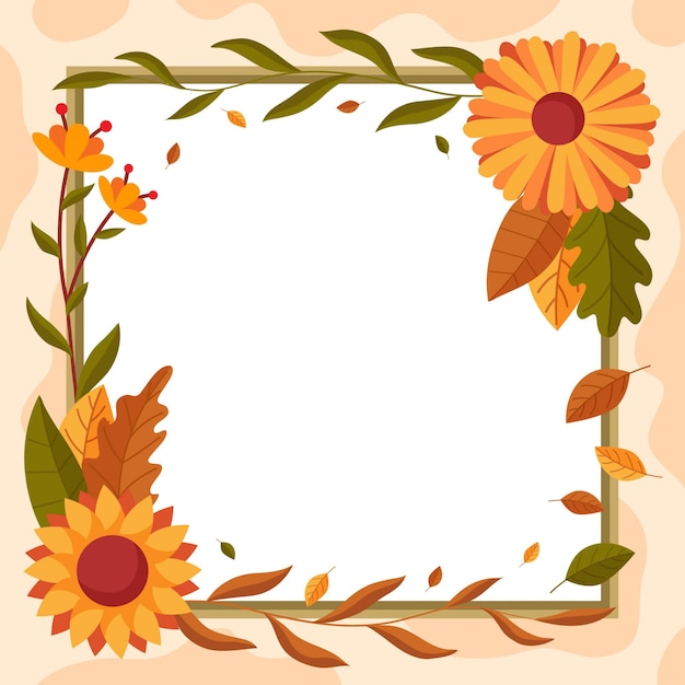 Vibrant Autumn Floral Frame with Sunflowers and Leaves | Jiffy Designs