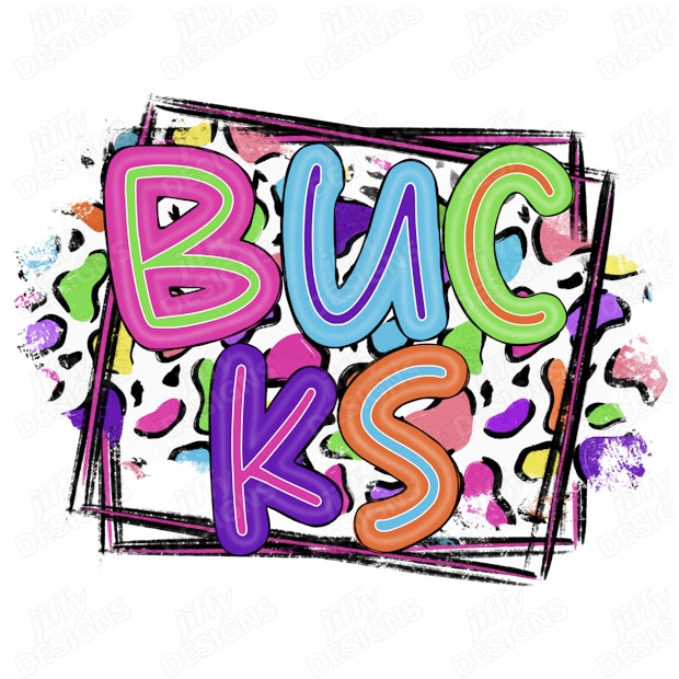 'Bucks' Vibrant Graffiti-Style Letters with Splatter and Frame | Jiffy ...