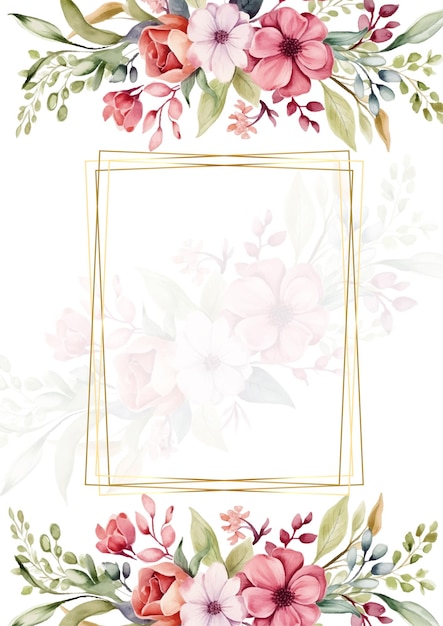 Elegant Floral Frame with Vibrant Blooms and Lush Foliage | Jiffy Designs
