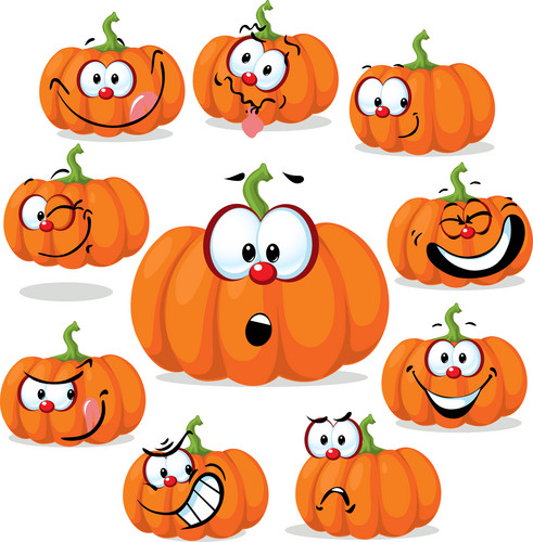 Funny Pumpkin With Many Faces - | Jiffy Designs