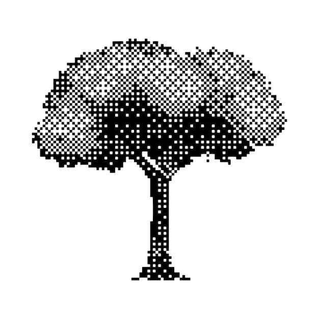 Pixelated Tree Silhouette with Glowing Dots | Jiffy Designs