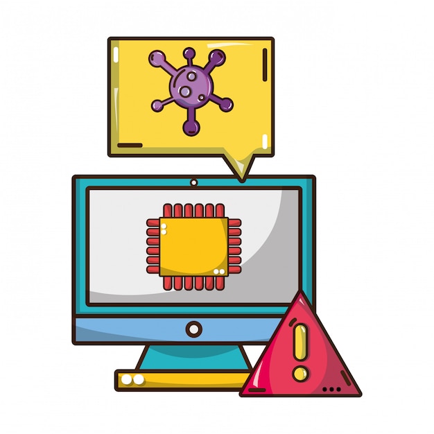 Computer Virus and Technology Illustration with Geometric Shapes ...