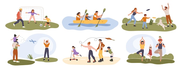 Diverse People Engaged in Various Outdoor Recreational Activities ...