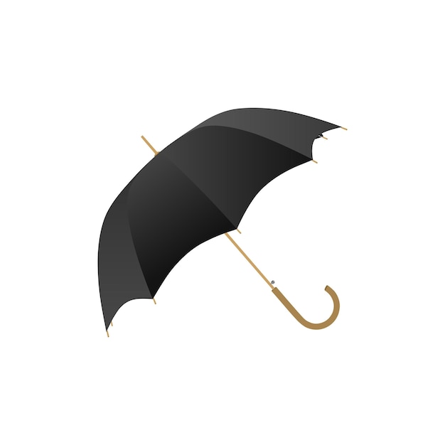 Elegant Black Umbrella with Wooden Handle and Curved Design | Jiffy Designs