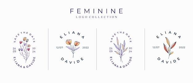 Elegant Floral Logos with Feminine Typography and Botanical Elements ...