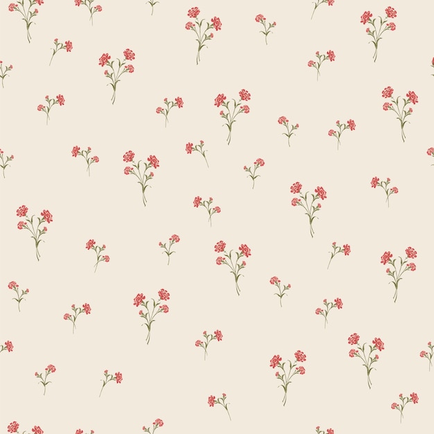 Delicate Red Floral Pattern on Cream Background | Jiffy Designs