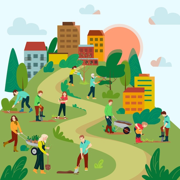 Vibrant Cityscape with Bustling Community Life | Jiffy Designs