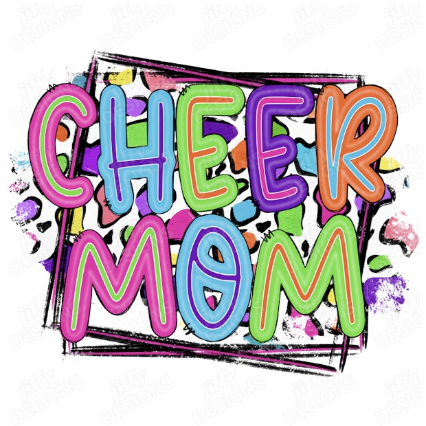'Cheer Mom' Vibrant Graffiti-Style Letters with Energetic Splatter ...