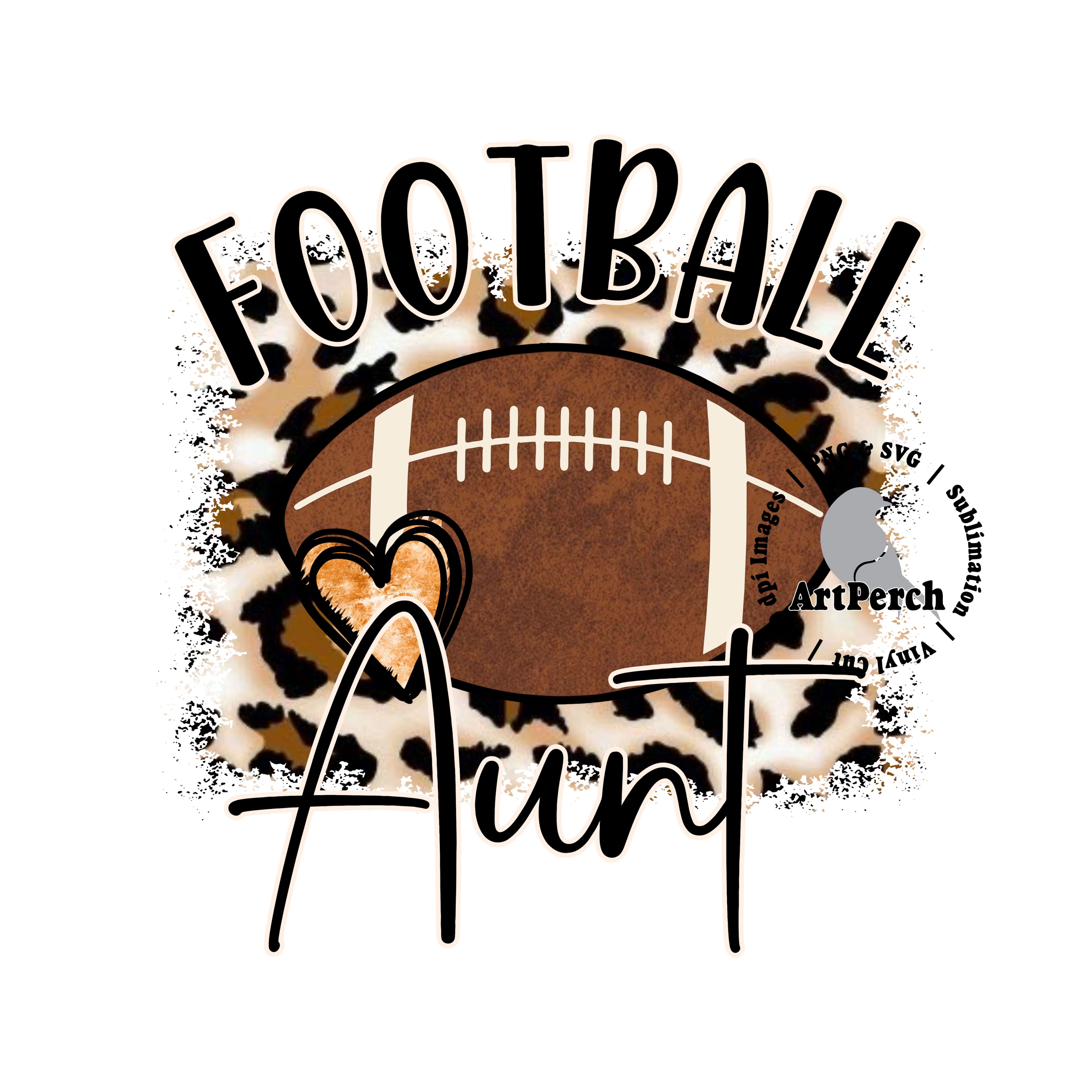 Football Aunt PNG, Sublimation Design, Football Shirt Design, Leopard