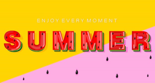 Vibrant 'Summer' Text with Watermelon Accents on Sunny Yellow ...