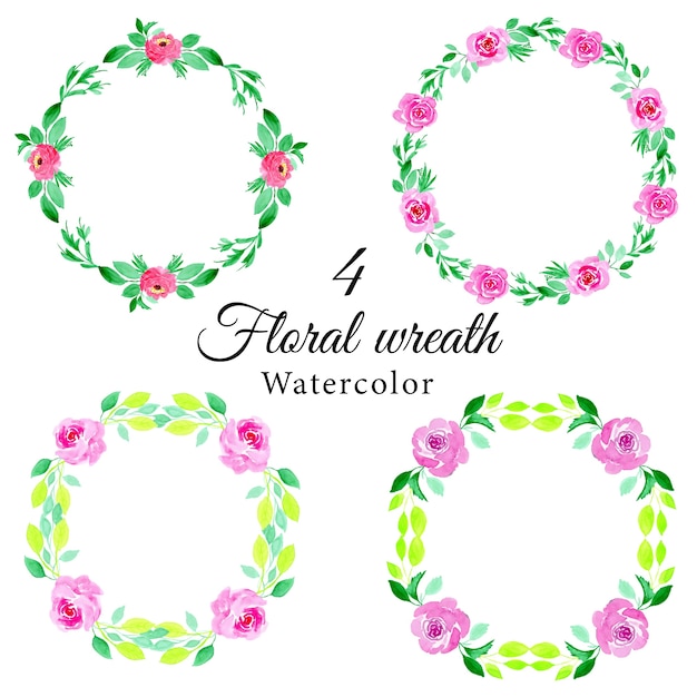 Vibrant Watercolor Floral Wreath Collection with Roses and Leaves ...