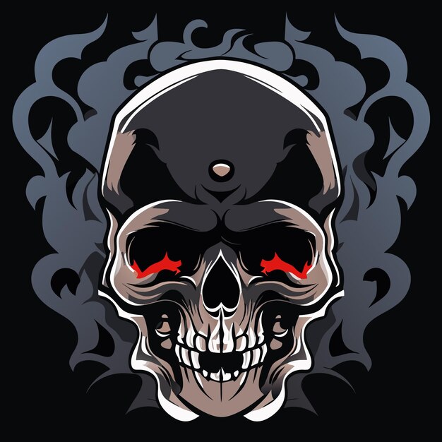 Menacing Skull Emblem with Fiery Eyes | Jiffy Designs