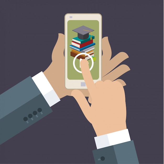 Smartphone screen displaying education icons and symbols | Jiffy Designs