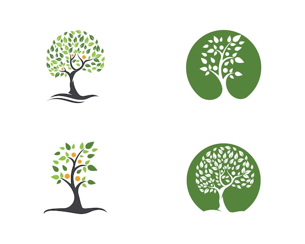 Diverse Collection of Vibrant Green Tree Silhouettes and Symbols ...