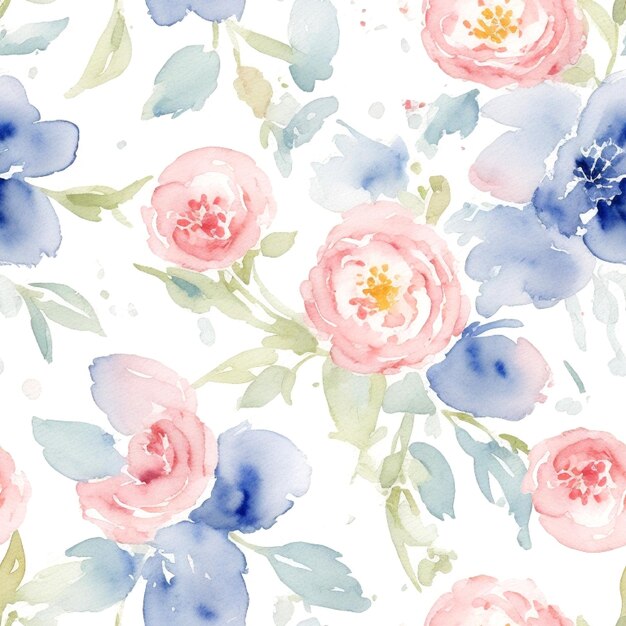 Delicate Watercolor Floral Pattern with Roses and Anemones | Jiffy Designs