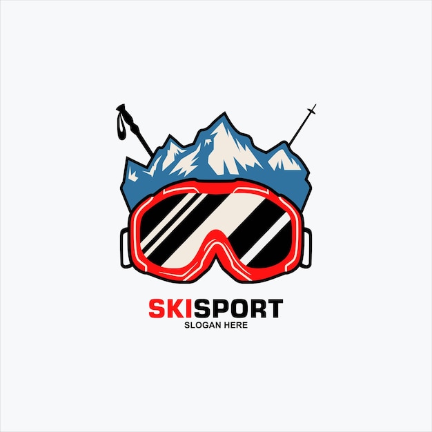 Snowy Mountain Peaks and Ski Goggles Adventure Logo | Jiffy Designs