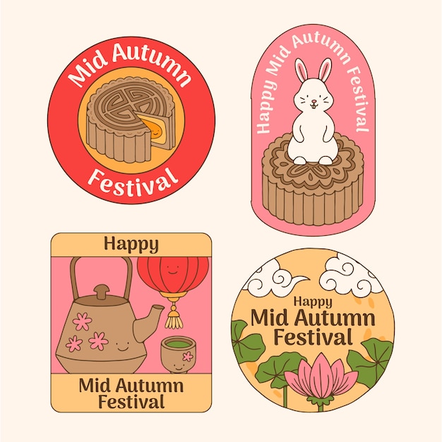 Vibrant Mid Autumn Festival Celebration Emblem Collection | Jiffy Designs