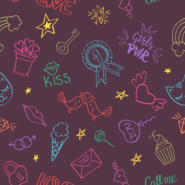 Vibrant Doodle Patterns: Playful Symbols and Whimsical Designs | Jiffy ...