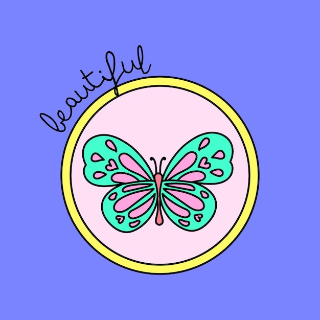 Vibrant Butterfly Emblem in Playful Circle Frame | Jiffy Designs
