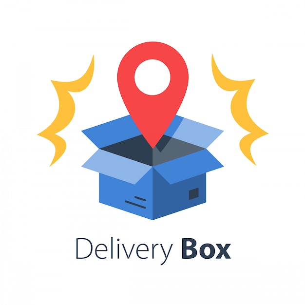 Vibrant Delivery Box with Location Marker and Burst Accents | Jiffy Designs