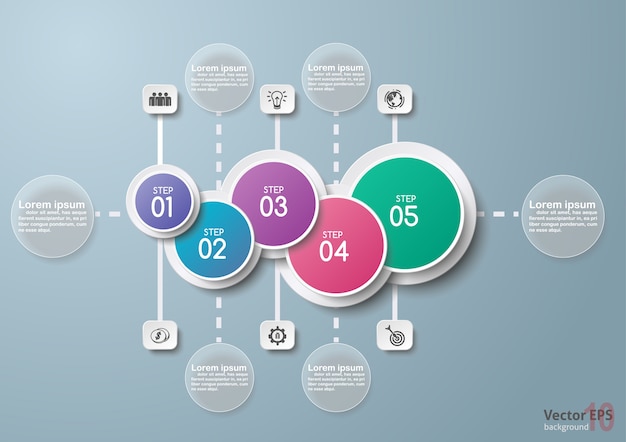Vibrant Infographic with Numbered Circular Elements and Icons | Jiffy ...