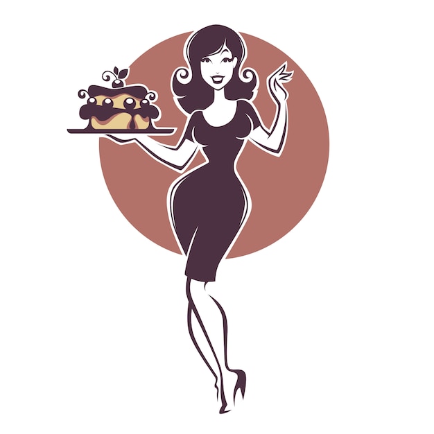Retro Waitress Serving Delectable Cake with Glamorous Flair | Jiffy Designs