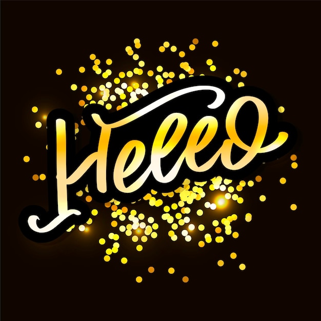 Vibrant 'Hello' Lettering with Shimmering Gold Confetti | Jiffy Designs