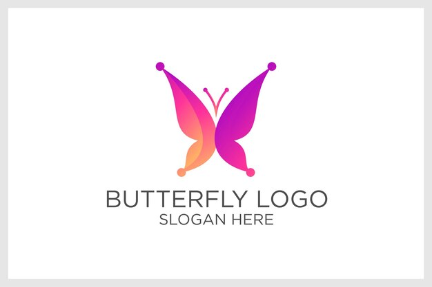 Vibrant Butterfly Emblem with Gradient Wings and Antennae | Jiffy Designs