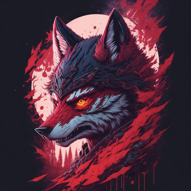 Ferocious Crimson Wolf Unleashing Primal Fury | Jiffy Designs