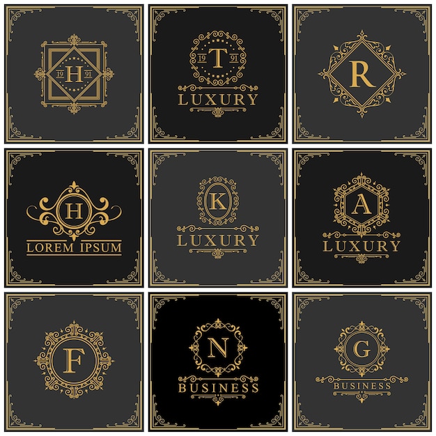 Luxurious Monogram Collection with Vintage Ornate Emblems and Logos ...