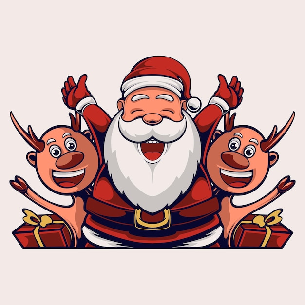 Jolly Santa Claus and His Cheerful Reindeer Companions | Jiffy Designs